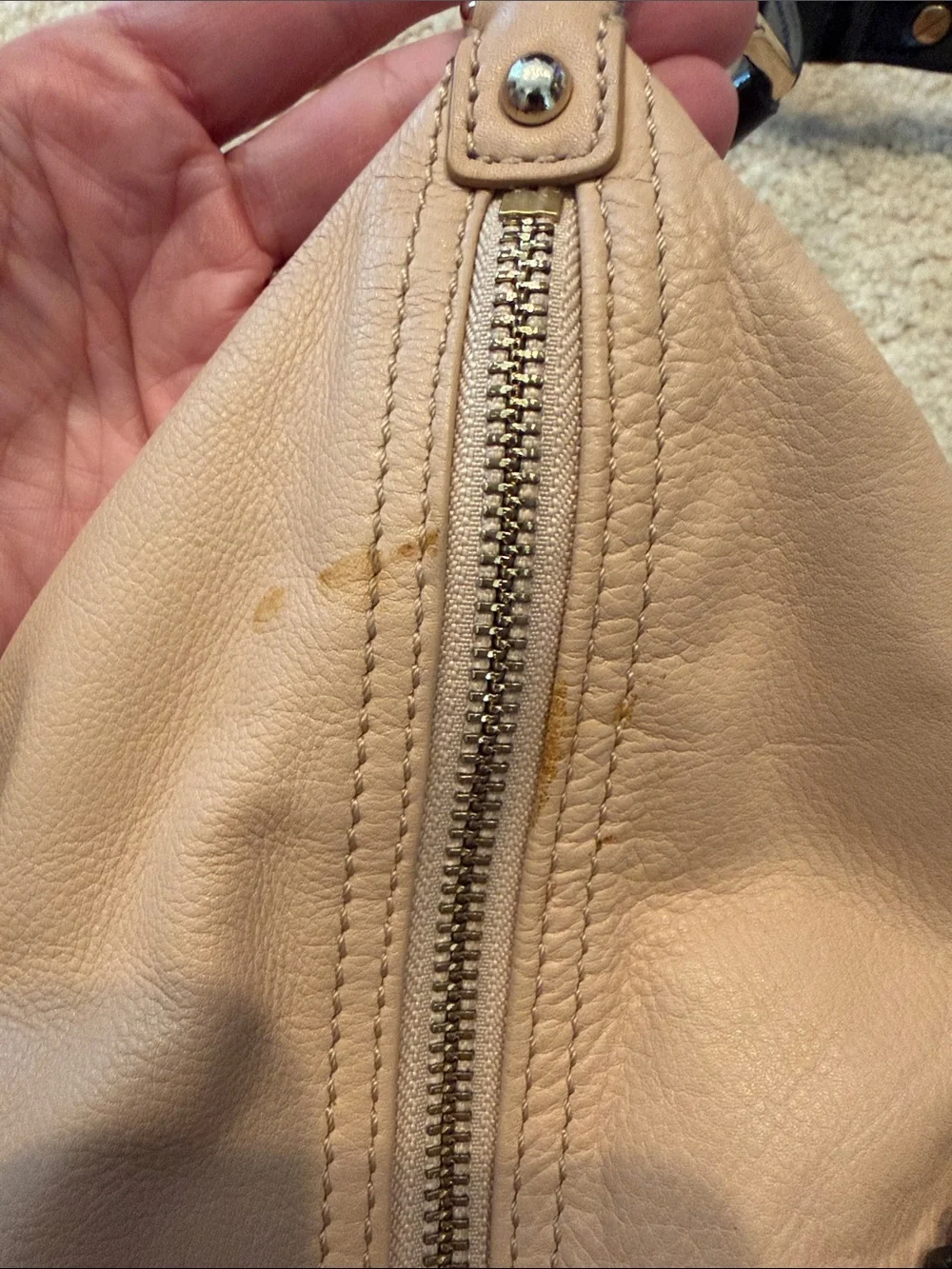 Cole Haan Blush Satchel with Black Patent Straps